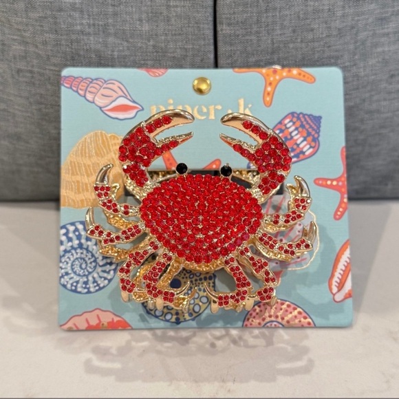 Piper K Accessories - Piper K Red Bejeweled Crab Hair Claw Clip